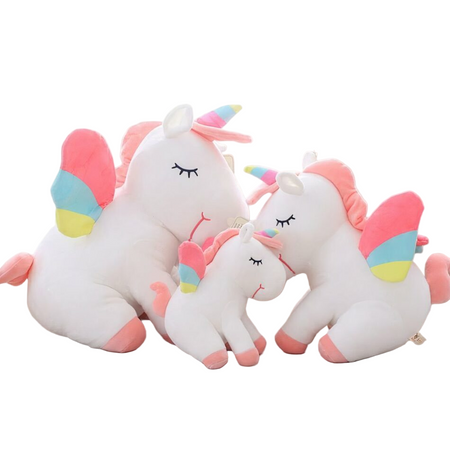 Peluche licorne bleue arc-en-ciel