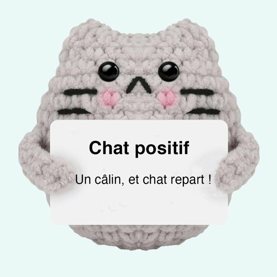 Peluche crochet positive chat