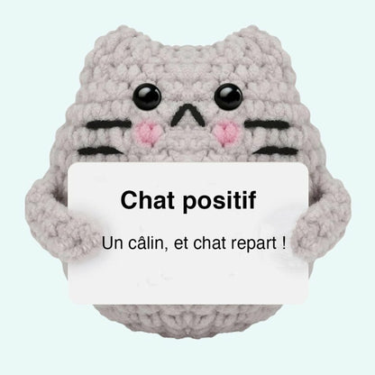 Peluche crochet positive chat