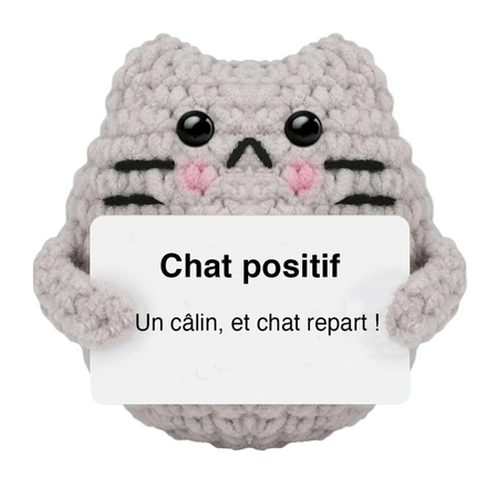 Peluche crochet positive chat