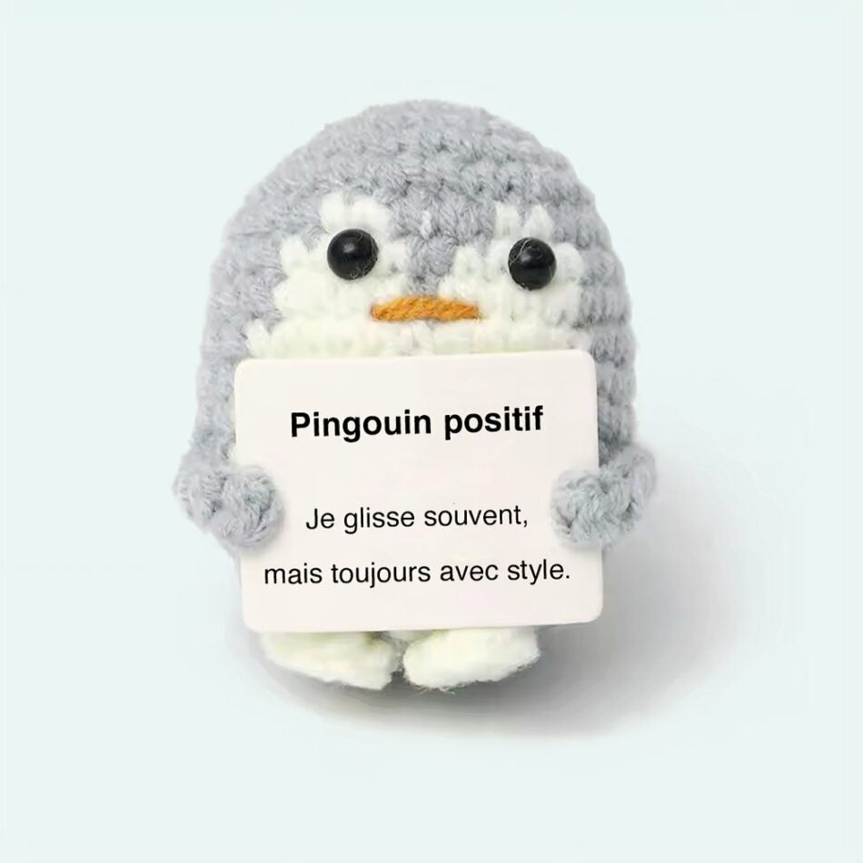 Peluche crochet positive pingouin