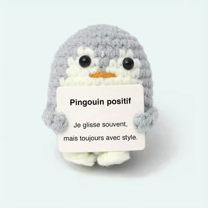 Peluche crochet positive pingouin