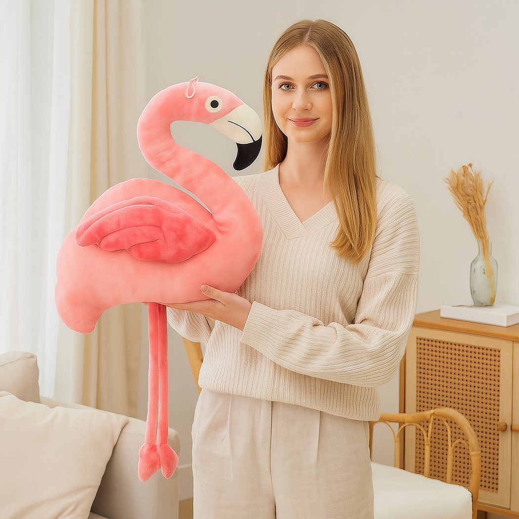 Peluche flamant rose tout doux