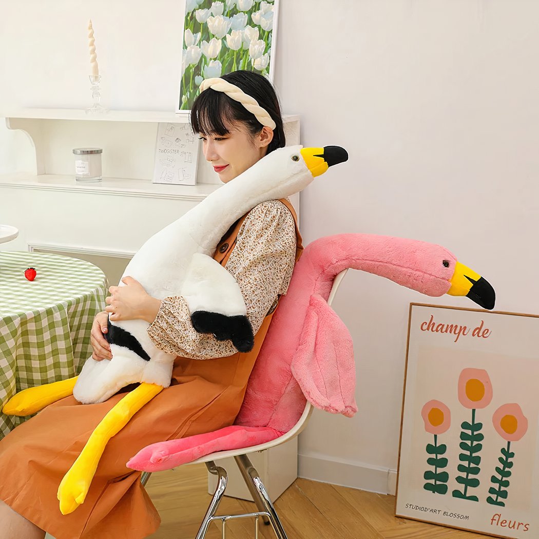 Peluche géante flamant rose ou blanc