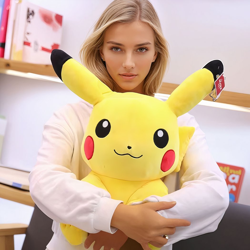 Peluche géante Pikachu souriant