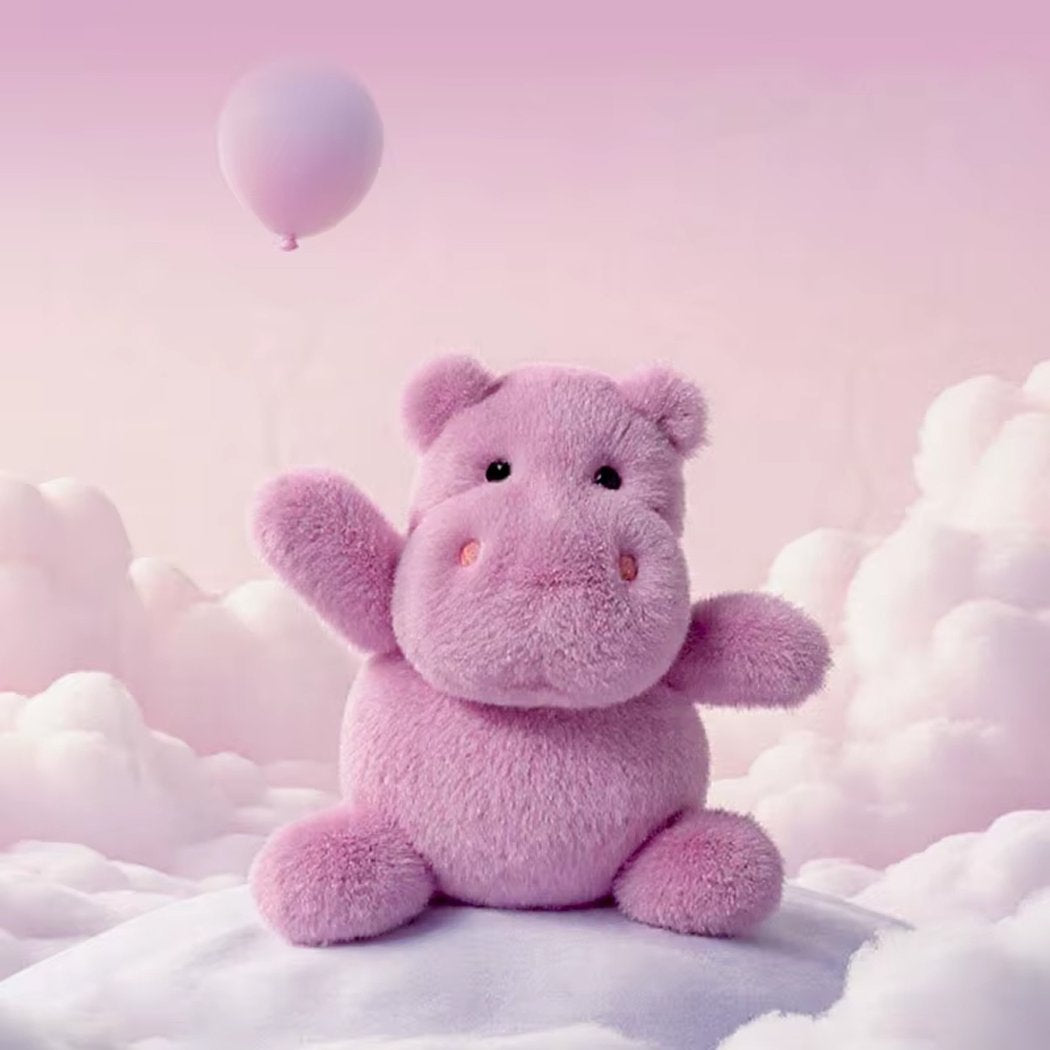 Peluche hippopotame violet mignon