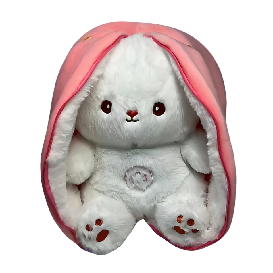 Peluche lapin fraise qui respire avec berceuses