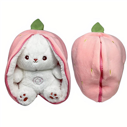 Peluche lapin fraise qui respire avec berceuses