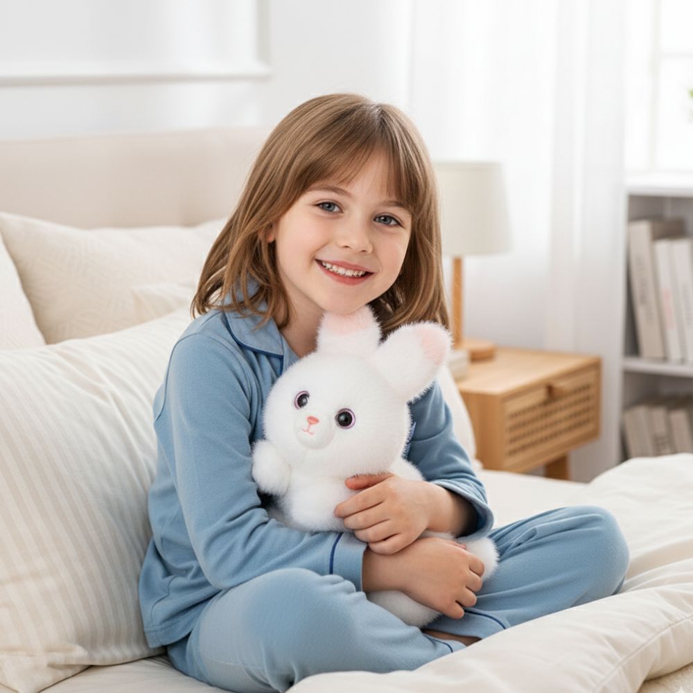 Peluche lestée lapin blanc