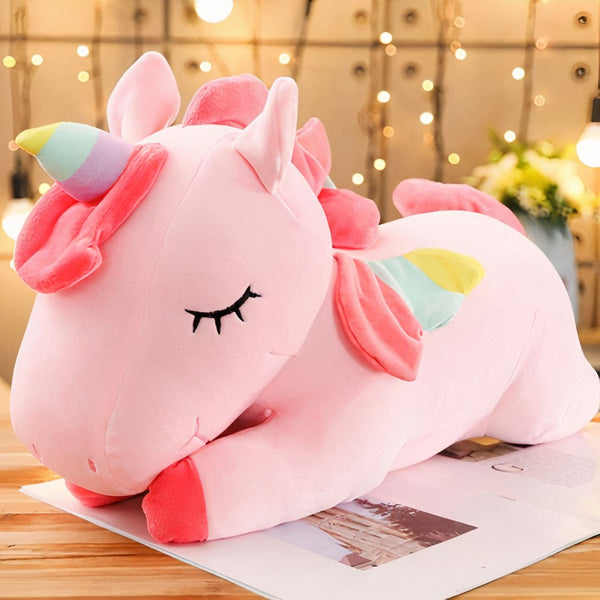 Peluche merveilleuse licorne rose