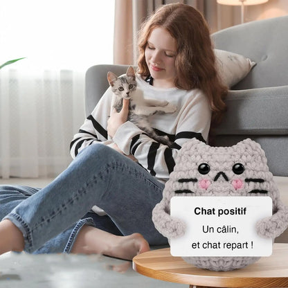 Peluche crochet positive chat