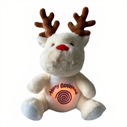 Peluche renne blanc ou marron de Noël qui respire avec berceuses