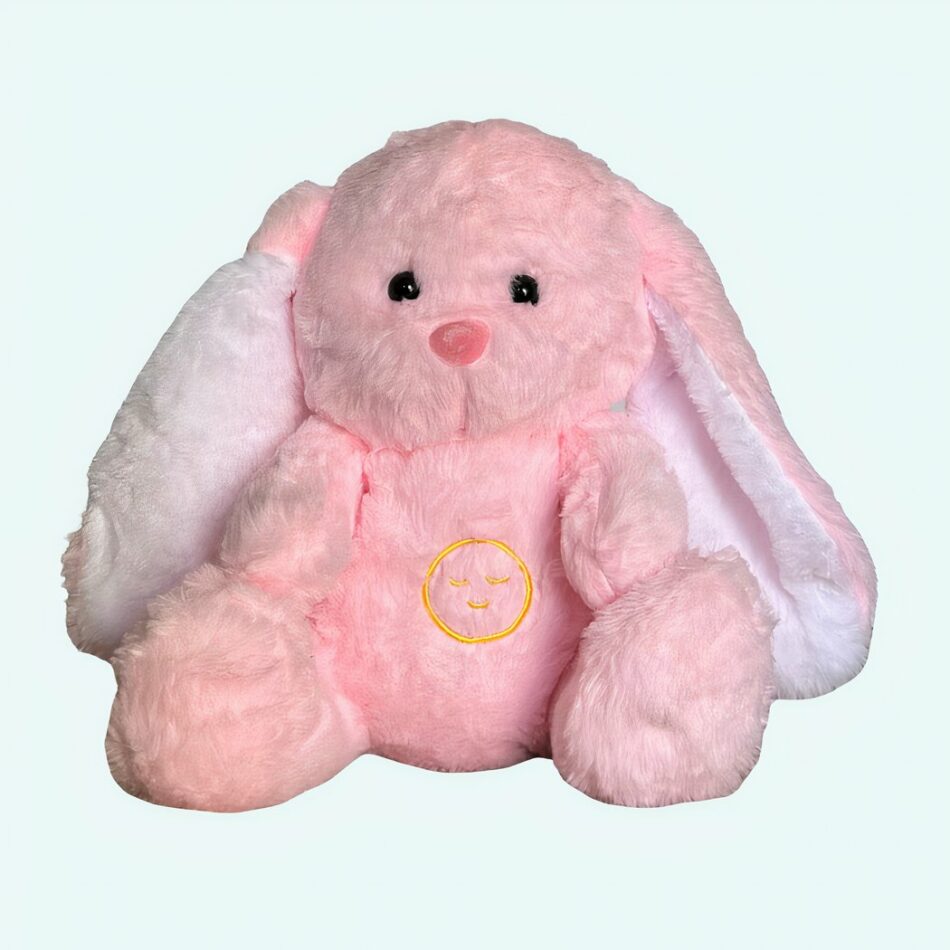 Peluche veilleuse de lapin rose qui respire