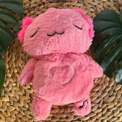Peluche veilleuse rose d'axolotl qui respire avec berceuses intégrées