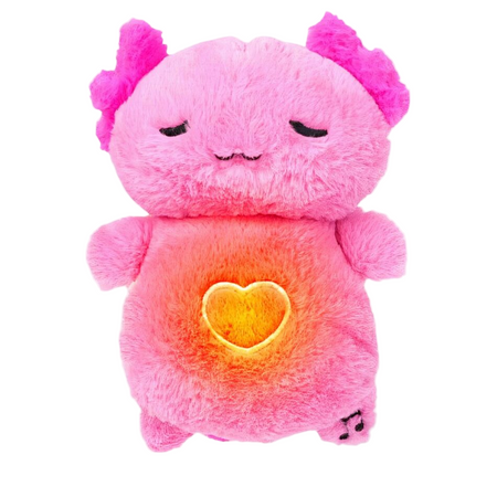 Peluche veilleuse rose d'axolotl qui respire avec berceuses intégrées