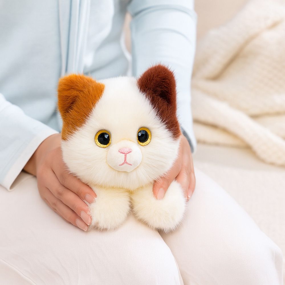 Peluche lestée chat tricolore