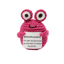 Peluche crochet positive grenouille