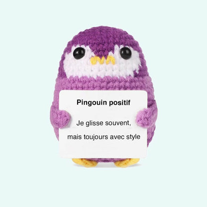Peluche crochet positive pingouin