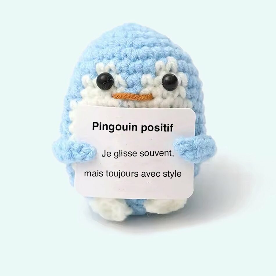 Peluche crochet positive pingouin