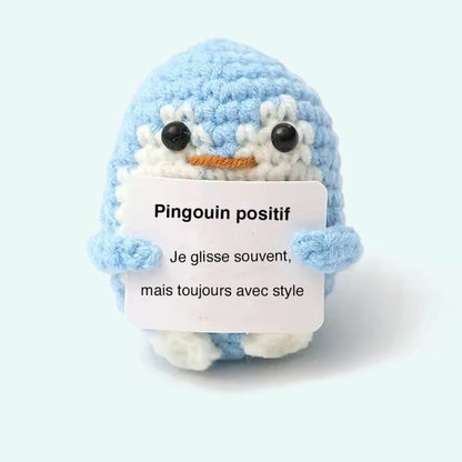 Peluche crochet positive pingouin