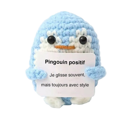 Peluche crochet positive pingouin
