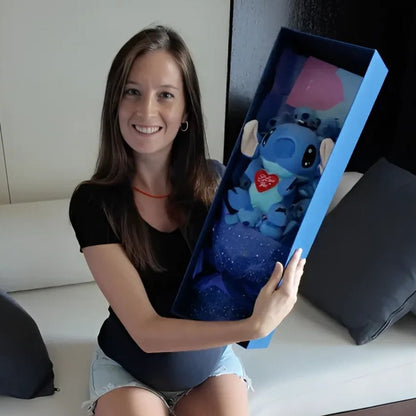 Bouquet de peluches Stitch avec motif I love you