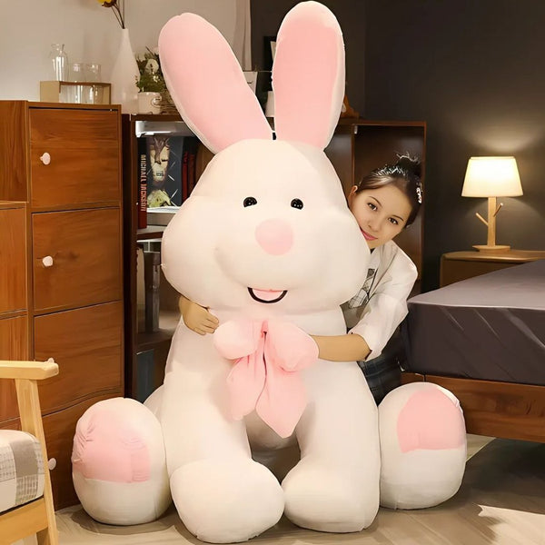 Peluche lapin blanc géant assis