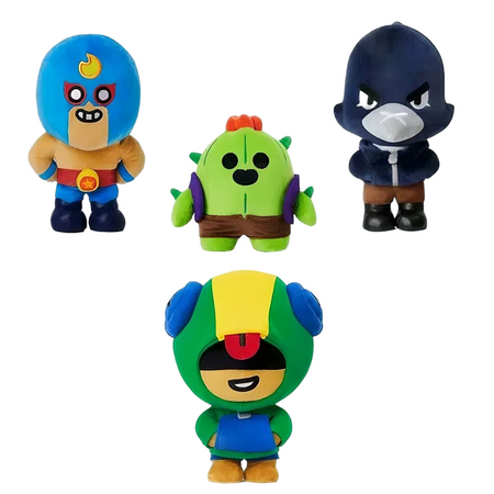 Mega Pack de peluche Brawl Stars Leon + Spike + Crow + El Primo