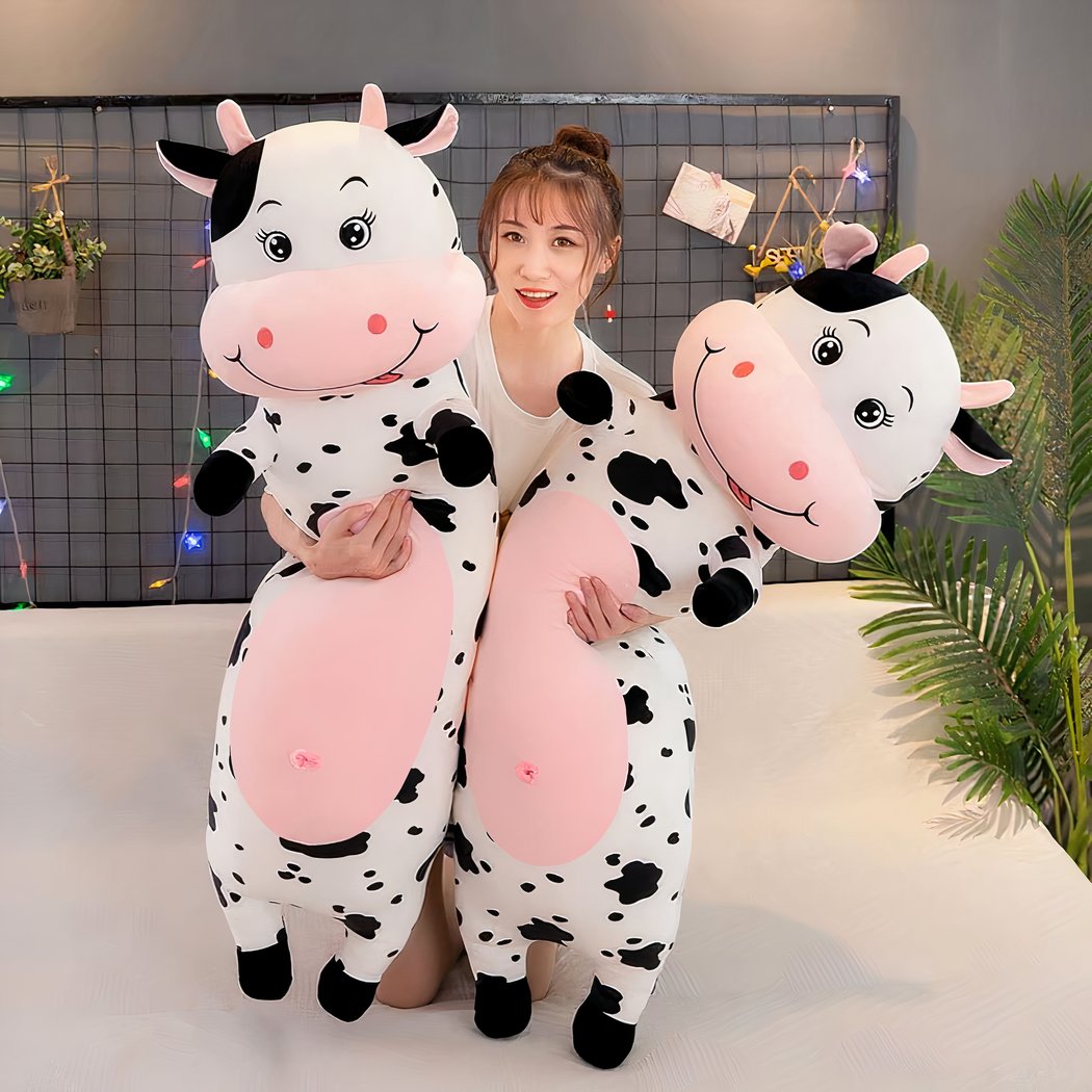 Peluche GÉANTE vache tachetée