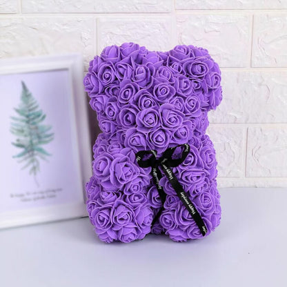 Ourson en Roses avec un noeud pour Saint-Valentin