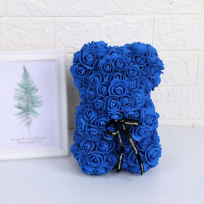 Ourson en Roses avec un noeud pour Saint-Valentin