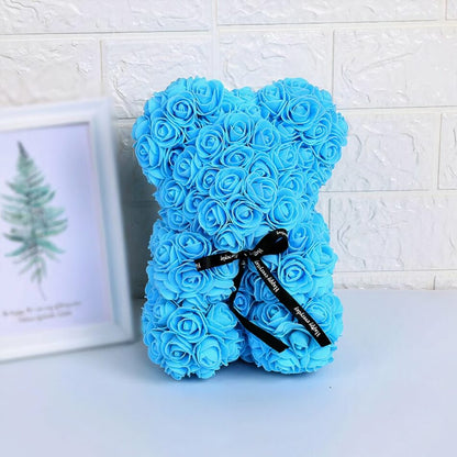 Ourson en Roses avec un noeud pour Saint-Valentin
