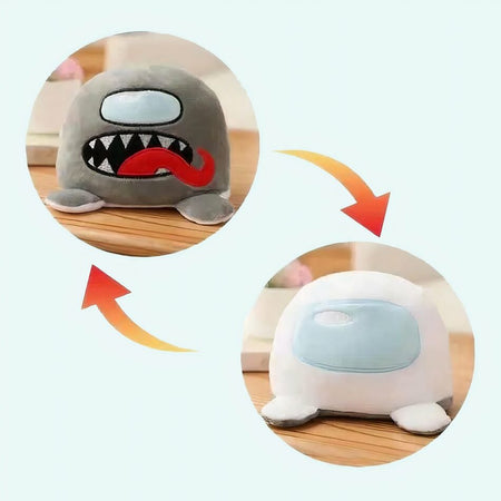 Peluche Among Us réversible gris blanc