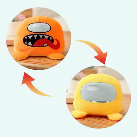 Peluche Among Us réversible orange jaune