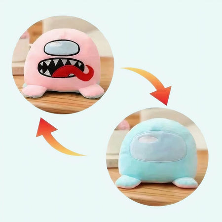 Peluche Among Us réversible rose turquoise