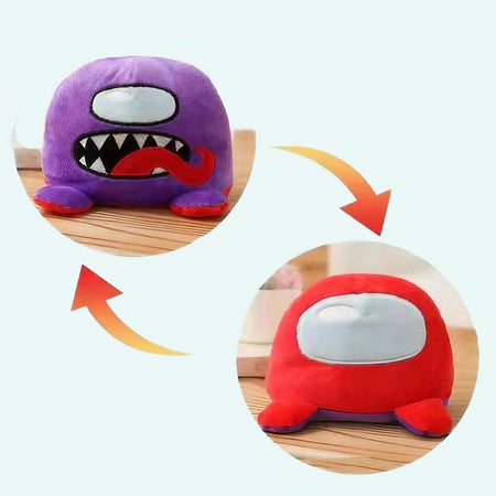 Peluche Among Us réversible violet rouge