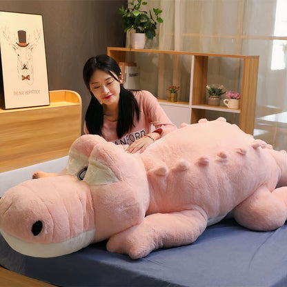 Peluche Crocodile géant rose
