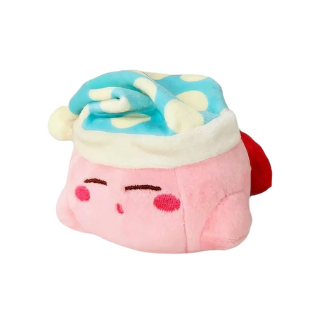 Peluche Kirby avec bonnet de nuit bleu