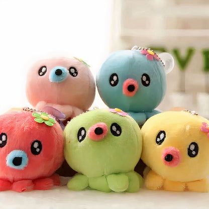 Peluche adorable pieuvre porte-clés jaune