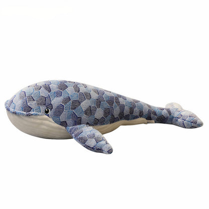 Peluche baleine mosaïque bleu
