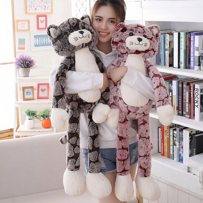 Peluche chat rose aux longues jambes