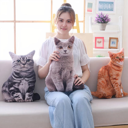Peluche chat gris oreiller