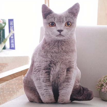 Peluche chat gris oreiller