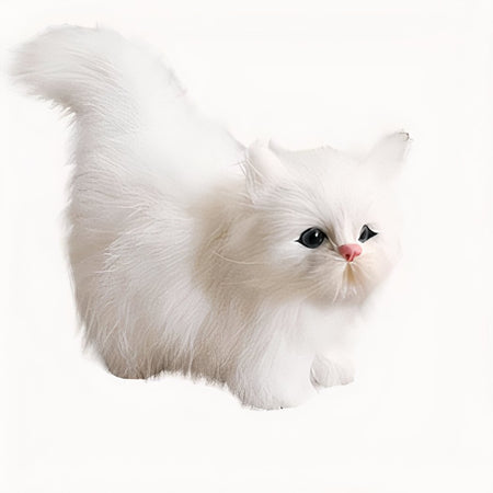 Peluche chaton poilu blanc