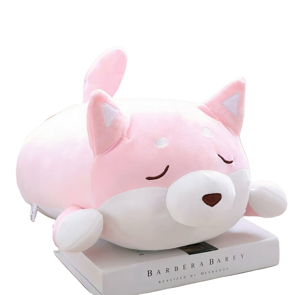 Peluche chien kawaii marron yeux fermés