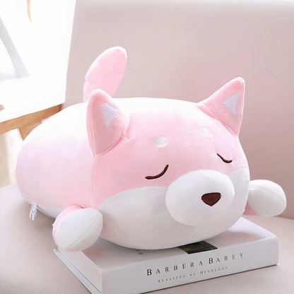 Peluche chien kawaii marron yeux fermés