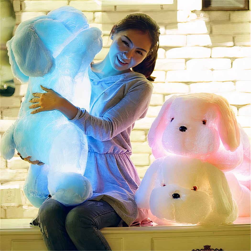 Peluche chien lumineuse blanche