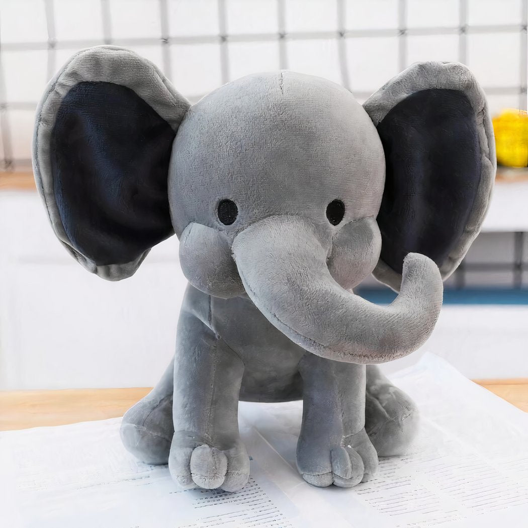 Peluche éléphant toute douce grise