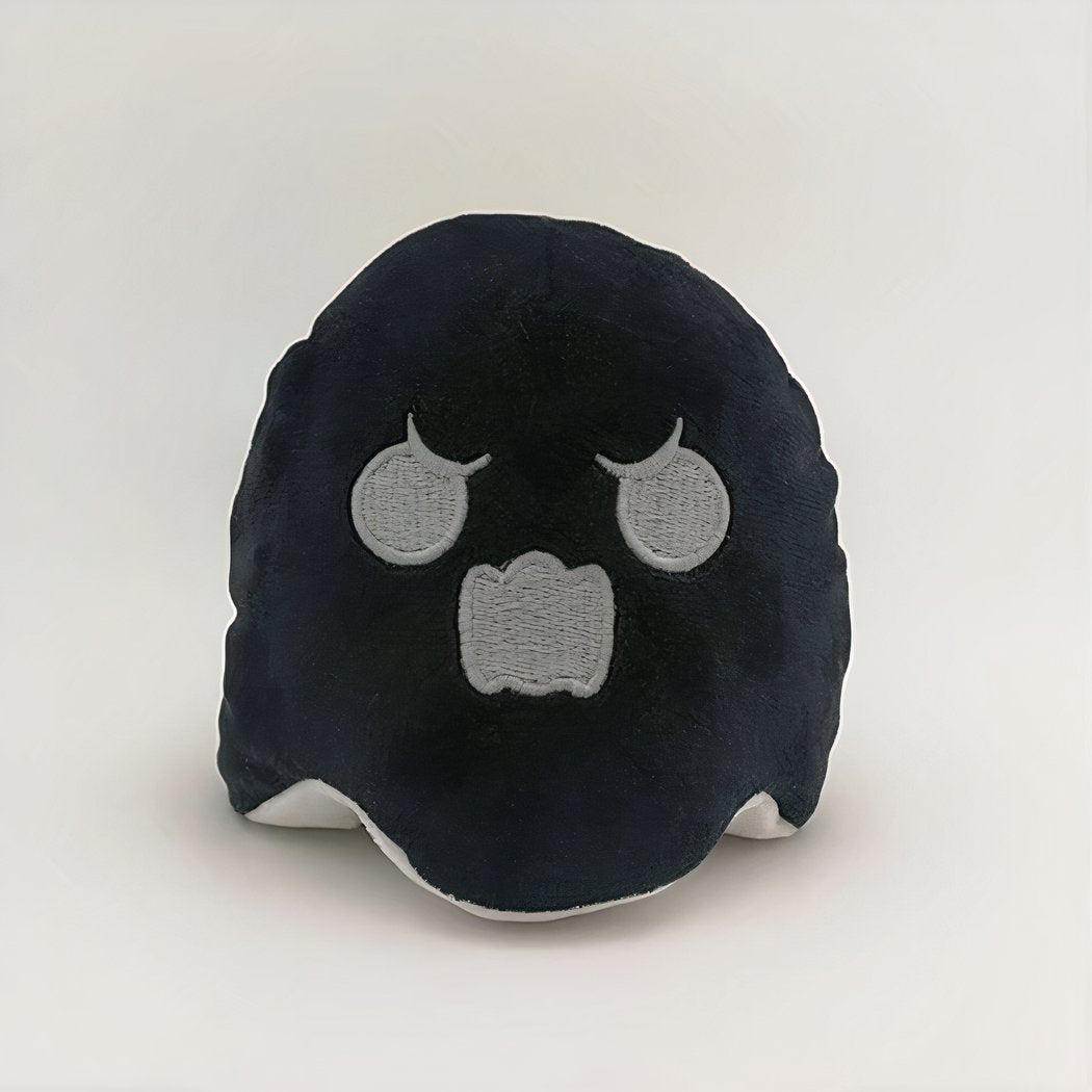 Peluche fantôme noir et blanc réversible, fluorescente