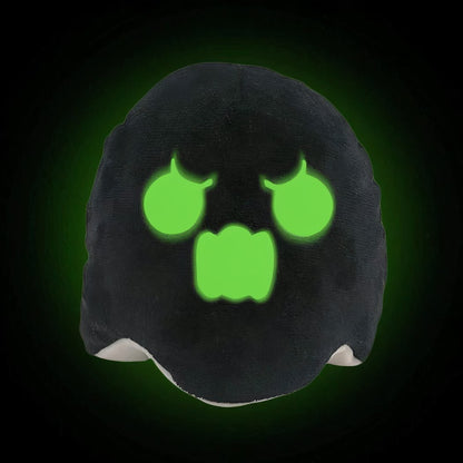 Peluche fantôme noir et blanc réversible, fluorescente